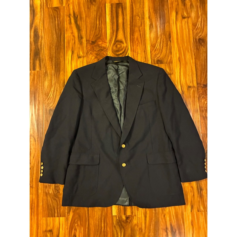 Eagle Clothes Mens Navy Blue Blazer‎ Gold Crest Buttons Made in USA Sport Coat